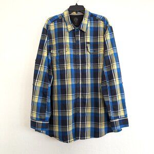 WRANGLER ATG Shirt Men's 2XT Multicolor Plaid Snap Pocket Long Sleeve Western